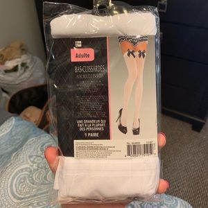 Satin bow thigh highs